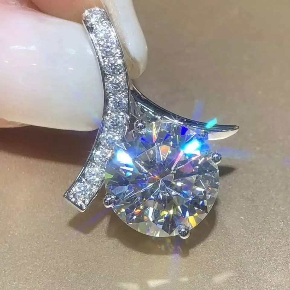 14K White Gold Finish 2.35 Ct Round Brilliant Cut Diamond Solitaire Pendant