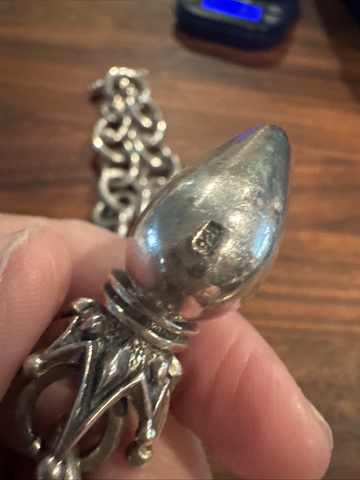 Queen Baby Heavy 220.64g/21 In- Sterling Crowned Heart Pendant & Chain- Rare