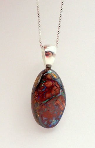 Yowah Freeform Boulder Opal Pendant Set in S/S, Includes 18″ Chain, 21.72 Carats
