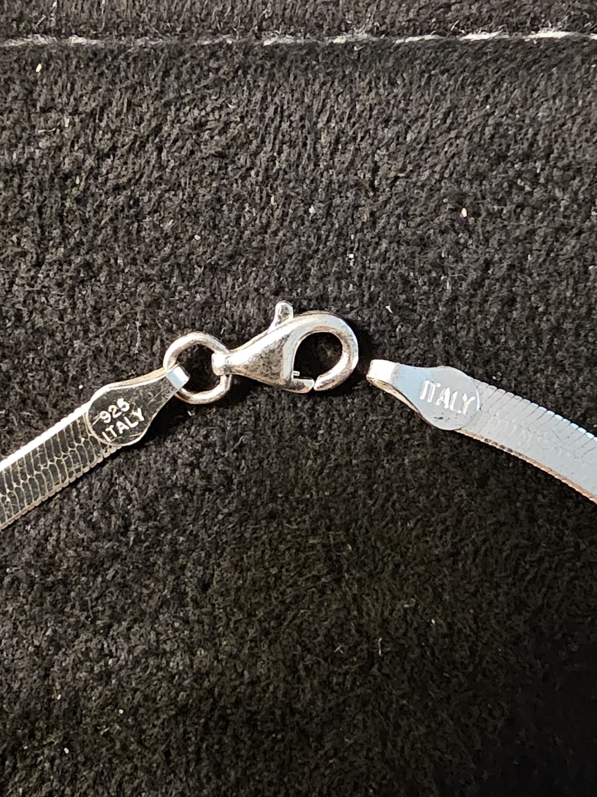 925 Sterling Silver Italy Flat Herringbone Chain Necklace, Lobster Clasp