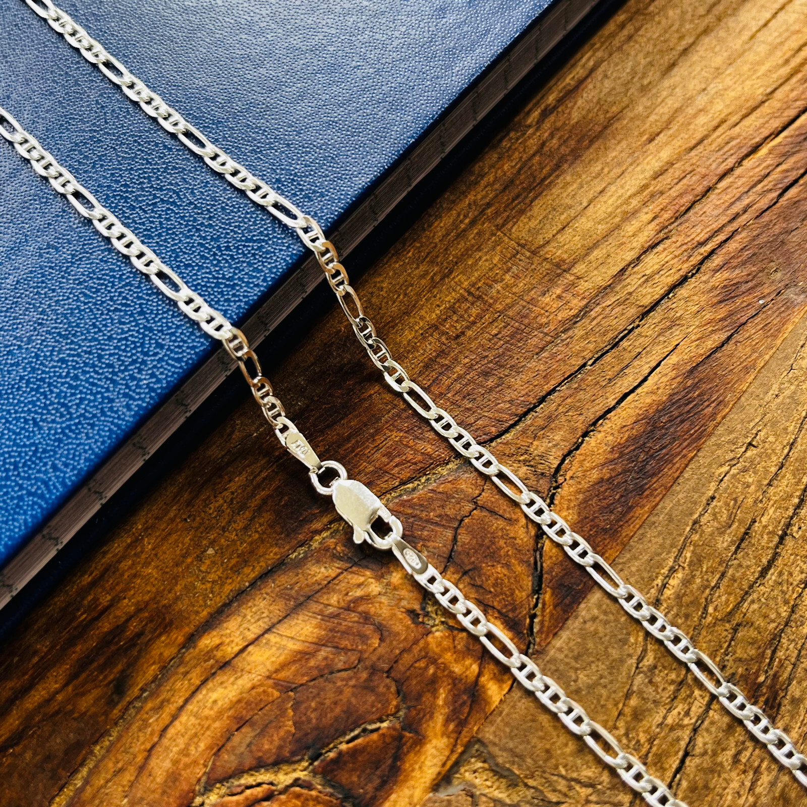 Real Solid Sterling Silver Figarucci Mens Boys Chain Bracelet or Necklace