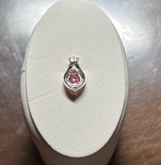 Sterling Silver Pendant Pink Clear Stone Marked 925 Sparkling