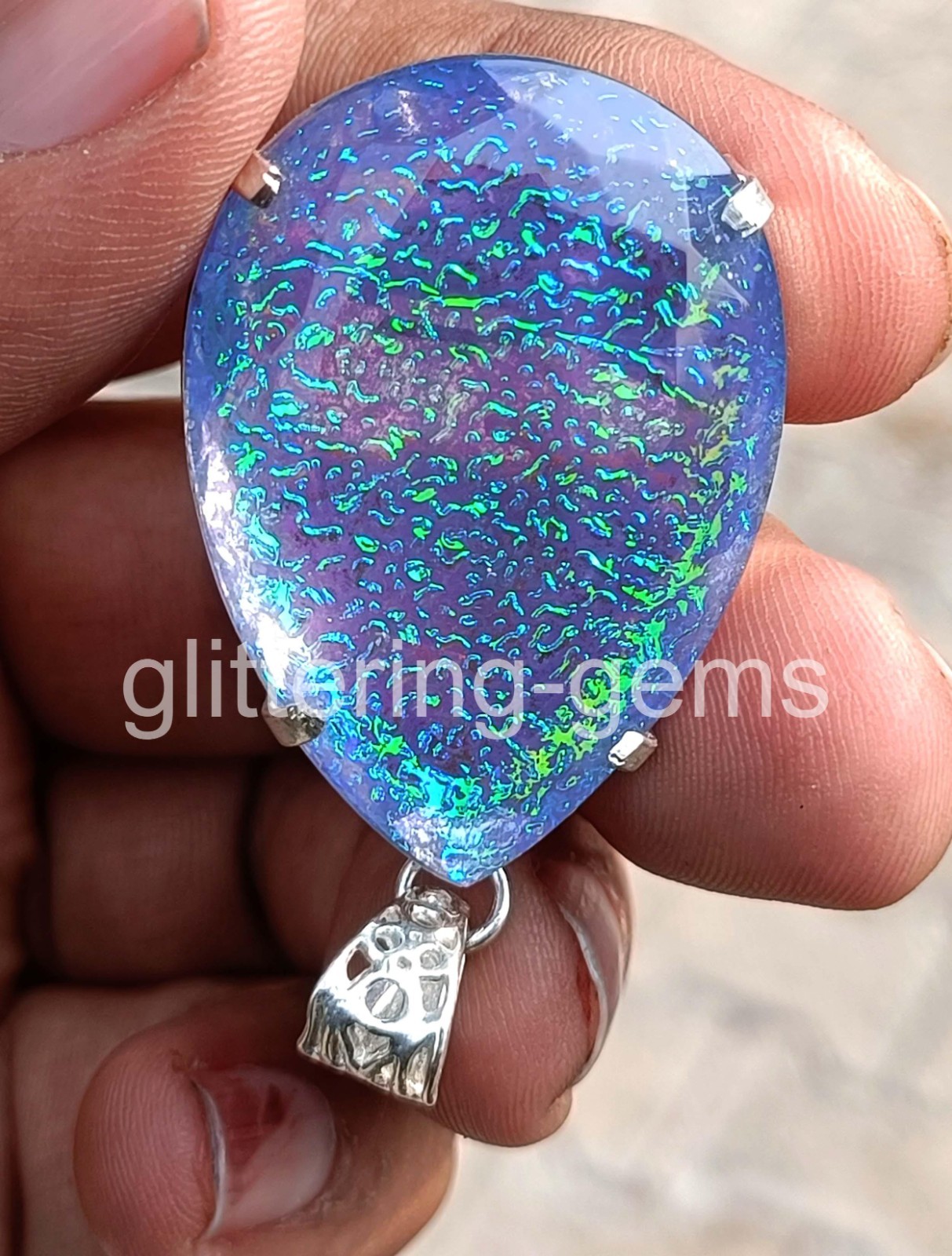120.00 CT Natural Ammolite Pear Shape 925 Silver Pendant Free Chain IGL 6FHO