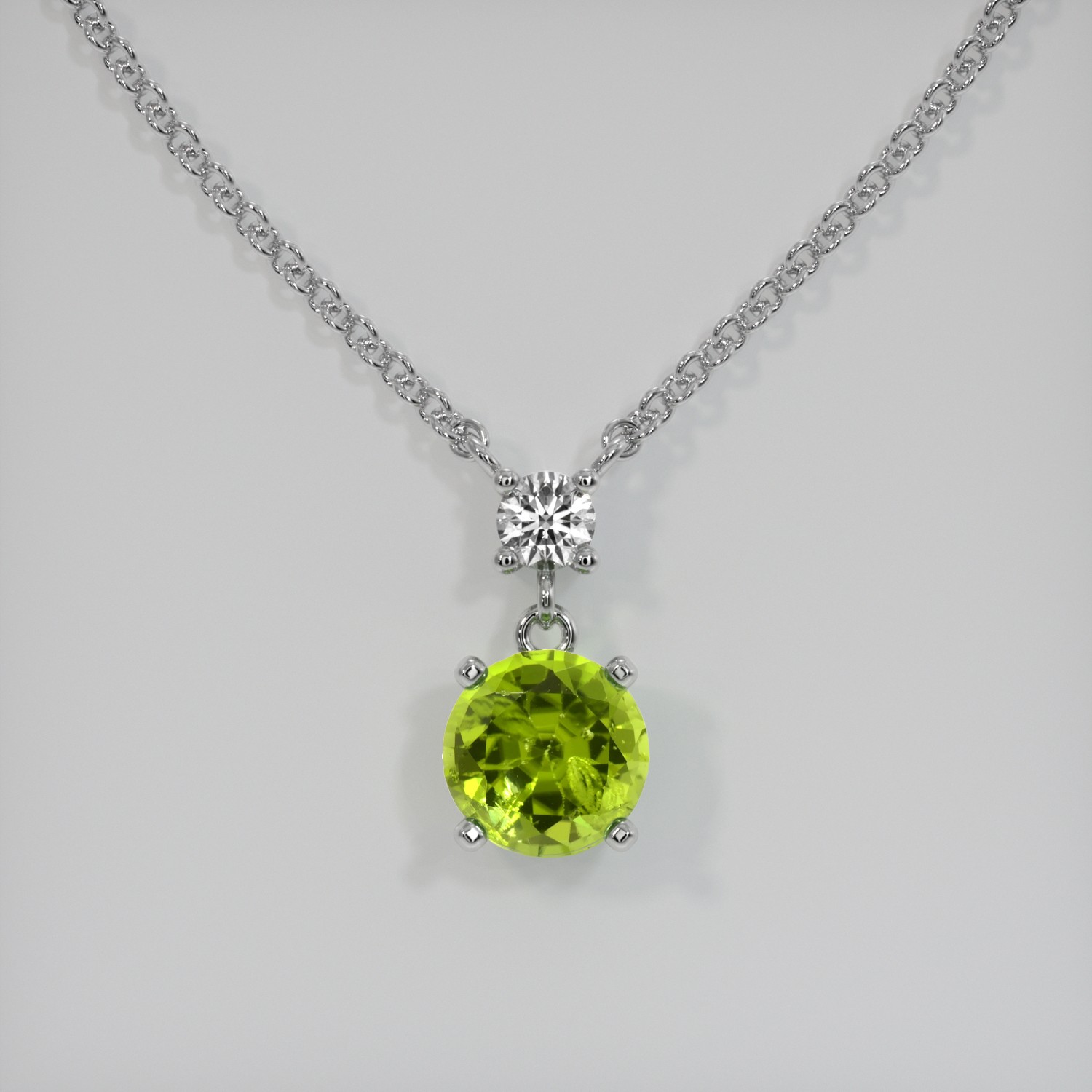 Pakistan Round Green Peridot Platinum 950 Necklace 1.31CT