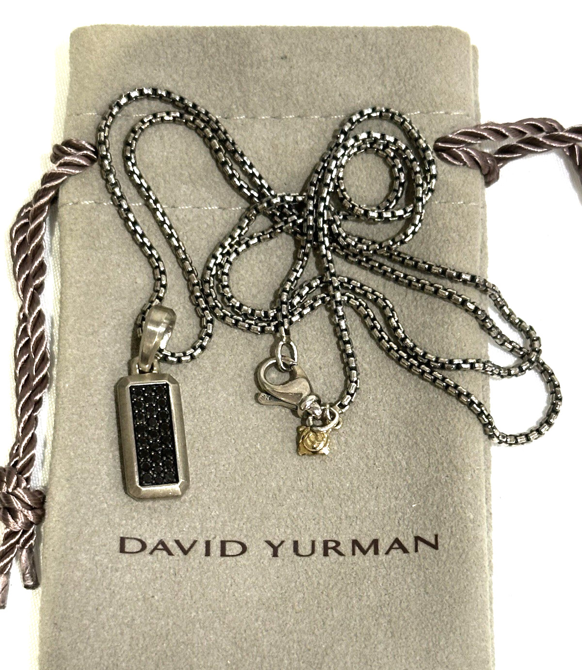 DAVID YURMAN MINI STREAMLINE AMULET 925/585 WITH BLACK PAVE DIAMONDS NECKLACE