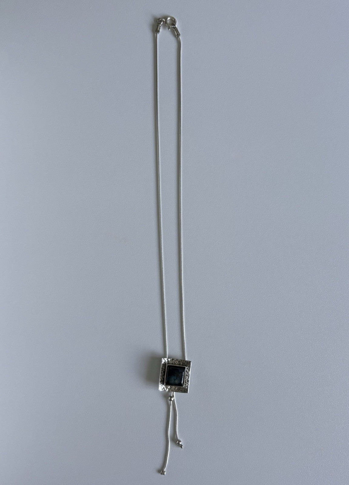 Silpada Hammered 925 Sterling Silver LABRADORITE Lariat Bolo Necklace N0881
