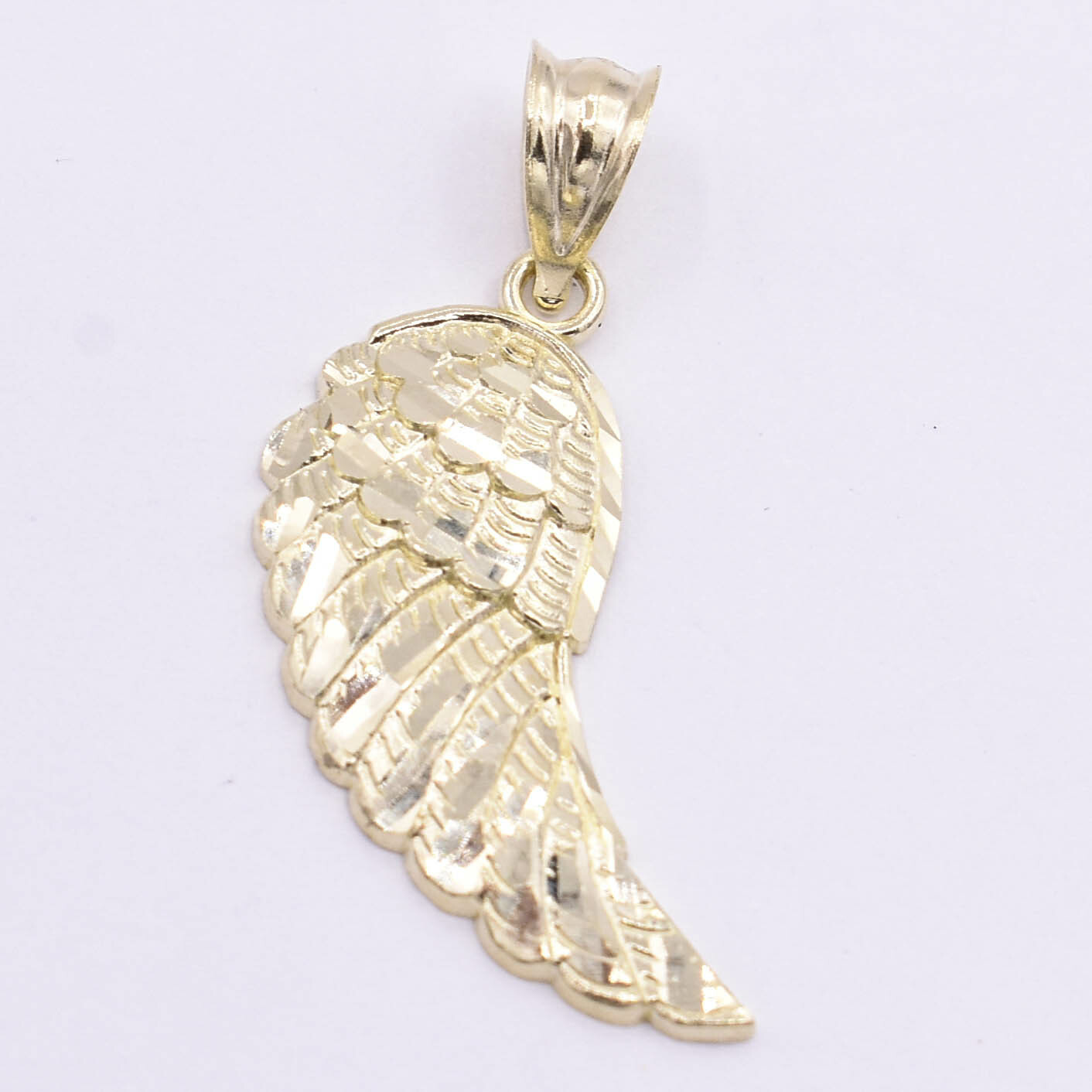 Diamond-Cut Angel Wing Pendant Charm Real 10K Yellow Gold ALL SIZES