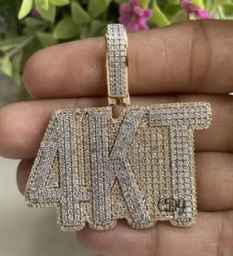 2.61ct Moissanite Customized Number Letter Pendant In 925 Silver Gift For Him