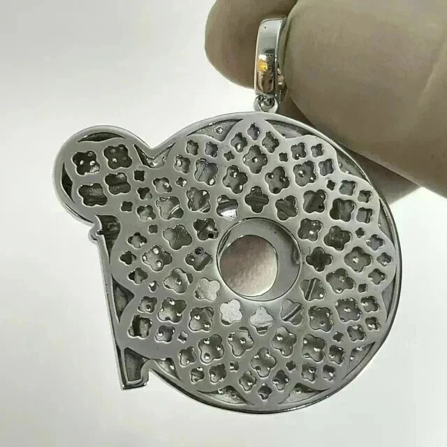 Customized Headphone Pendant 2Ct Round Cut Real Moissanite 14K White Gold Plated