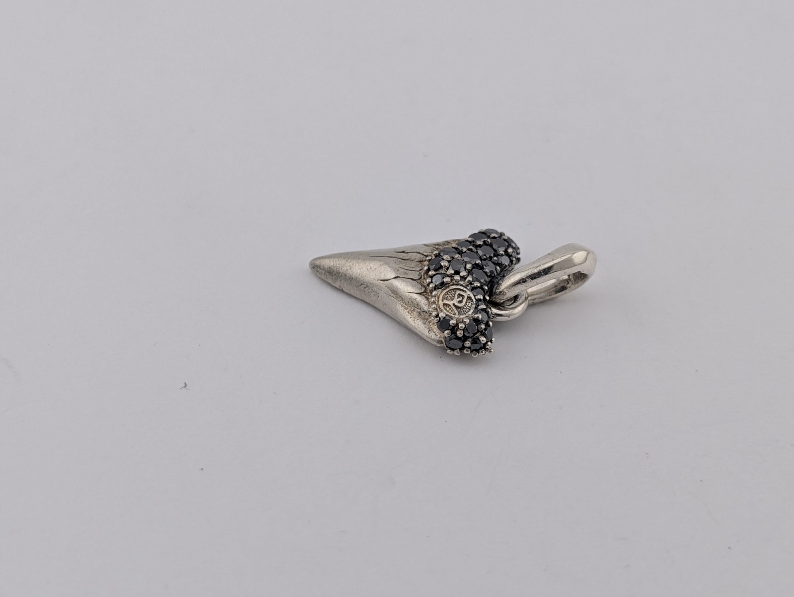 David Yurman Shark Tooth Amulet Pendant Black Diamonds Sterling Silver