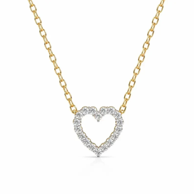 Elegant 0.36 CTW Lab Grown Diamond Heart Pendant Necklace Heart Charm