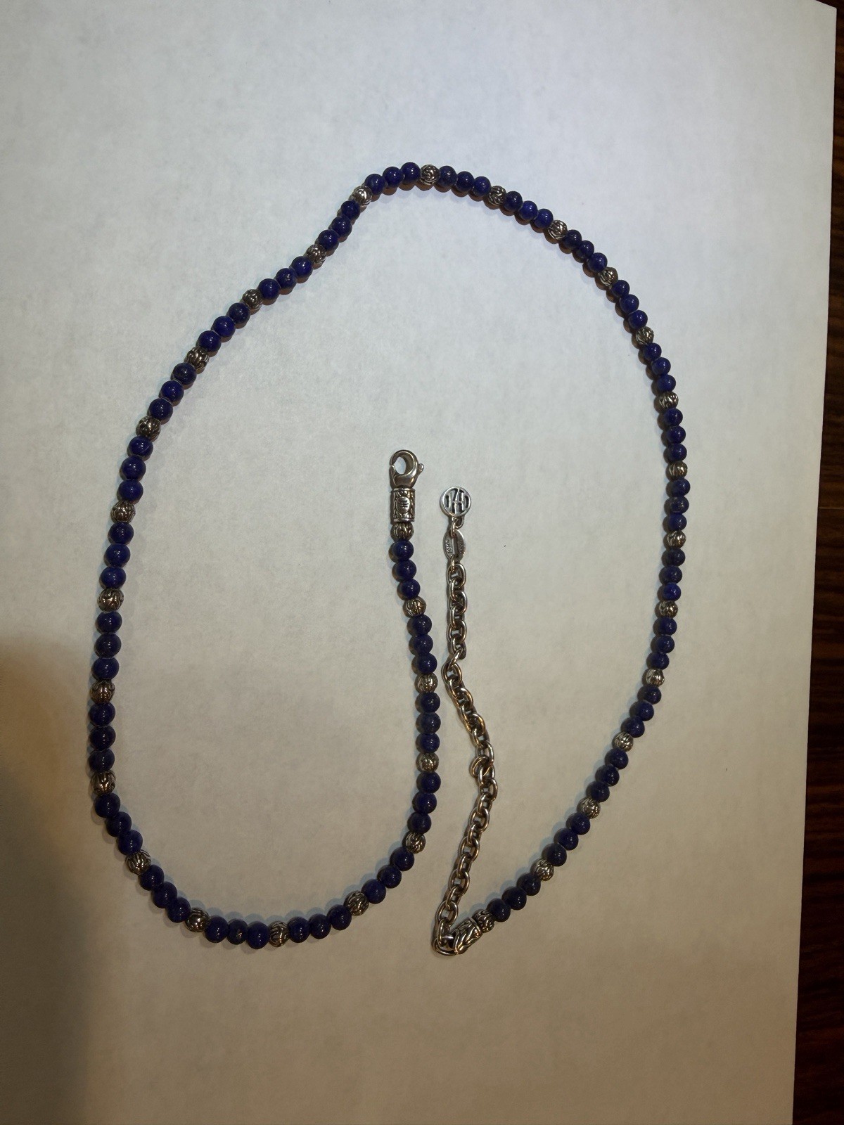 John Hardy Sterling Silver Lapis Lazuli Bead Necklace