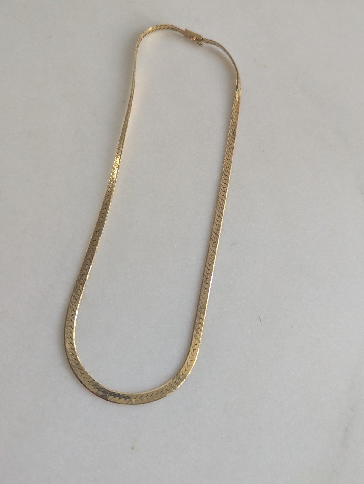 14k yellow gold necklace 20″ Italian herringbone link Wide chain vintage 29 gram