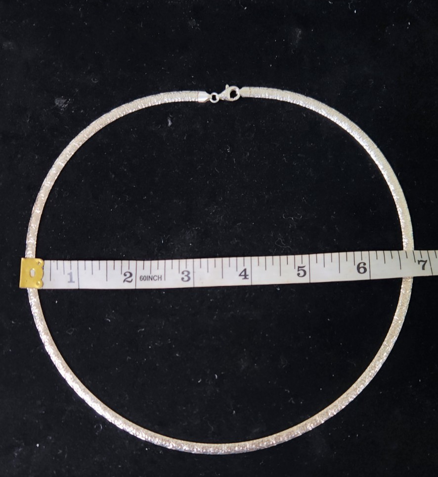 Milor Italy 950 Fine Silver Reversible Omega Choker Necklace 4mm Vintage Chain