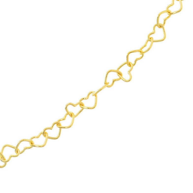 14K Real Gold 3.5mm Twisted Little Hearts Chain Necklace 18″