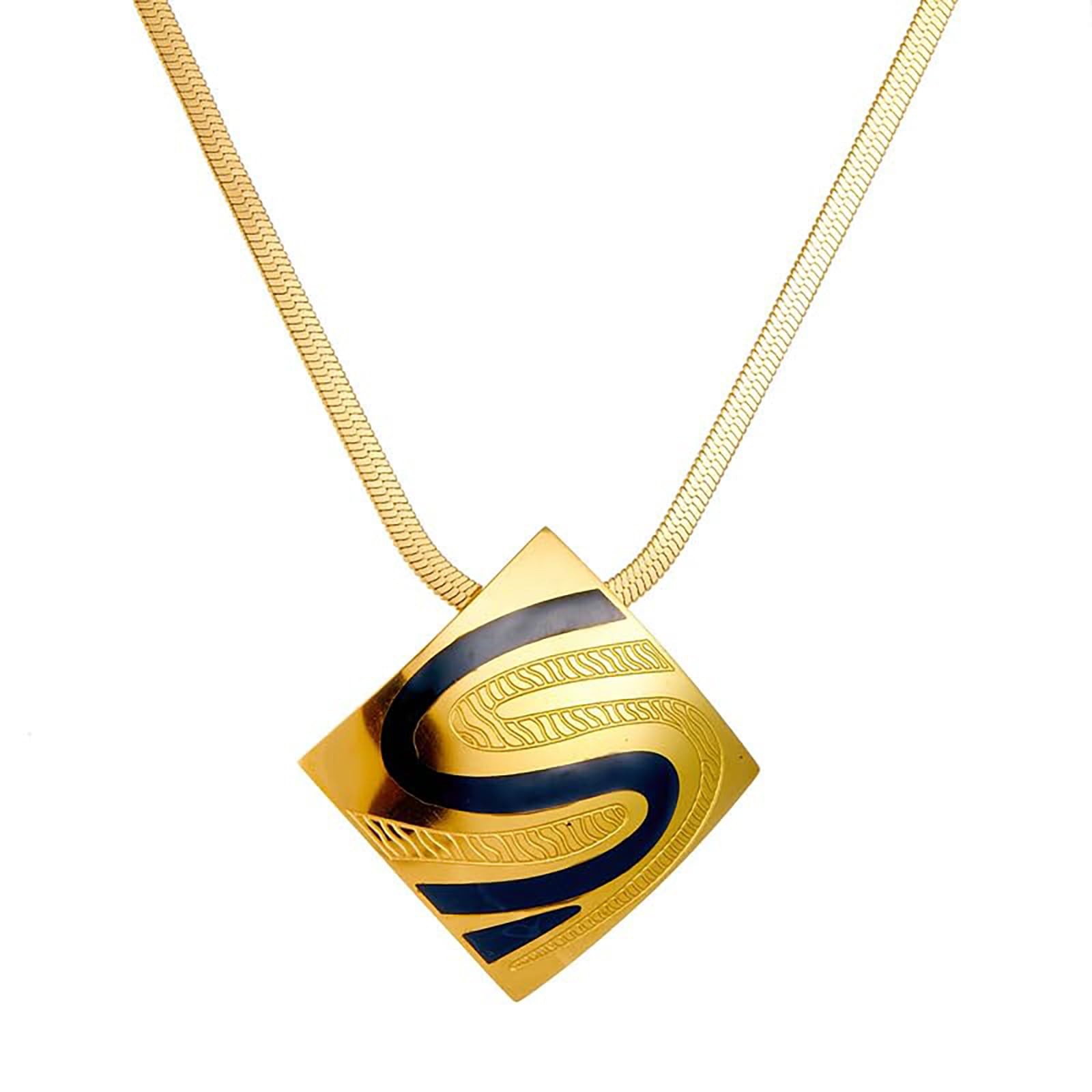 sunglnl Chunky Necklaces For Women, 14k Goldplated Necklace Square Geometry T…