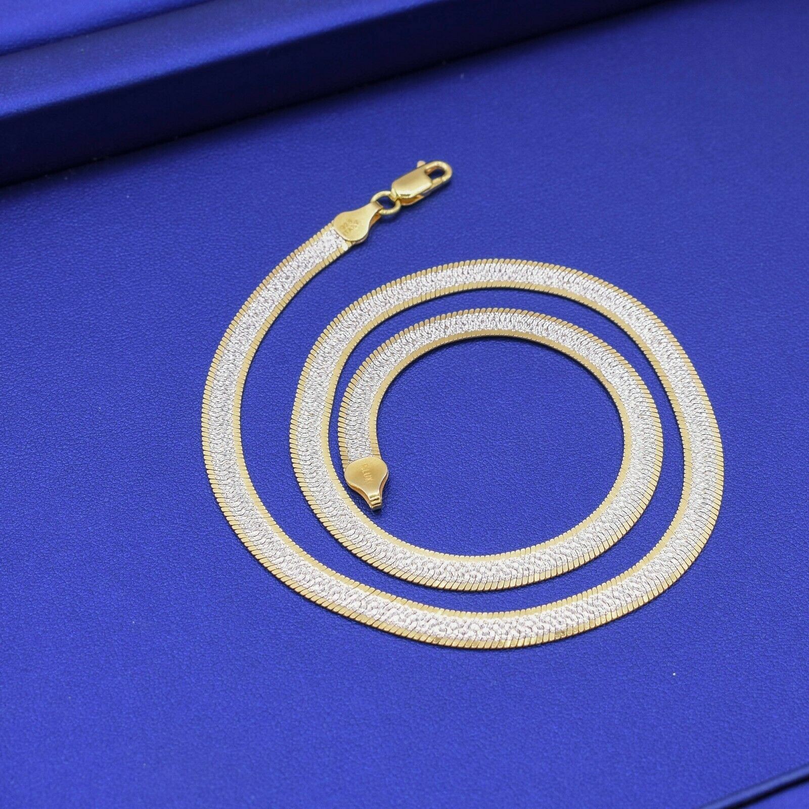 5.5mm Reversible Herringbone Necklace Real Solid Sterling Silver 925 Italy