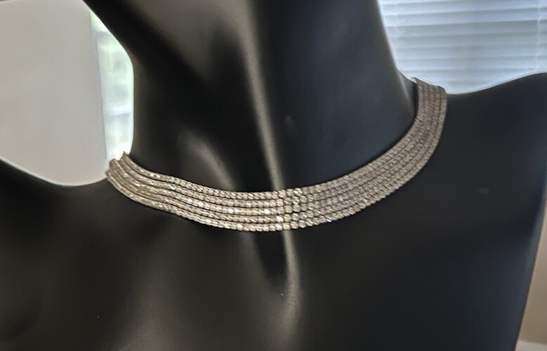 925 Tennis Necklace 5 Strand Choker