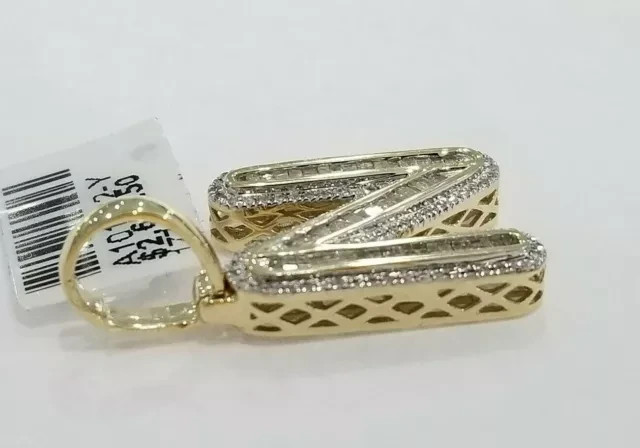 3Ct Lab Created Diamond Initial Alphabet Letter N Pendant 14K Yellow Gold Plated