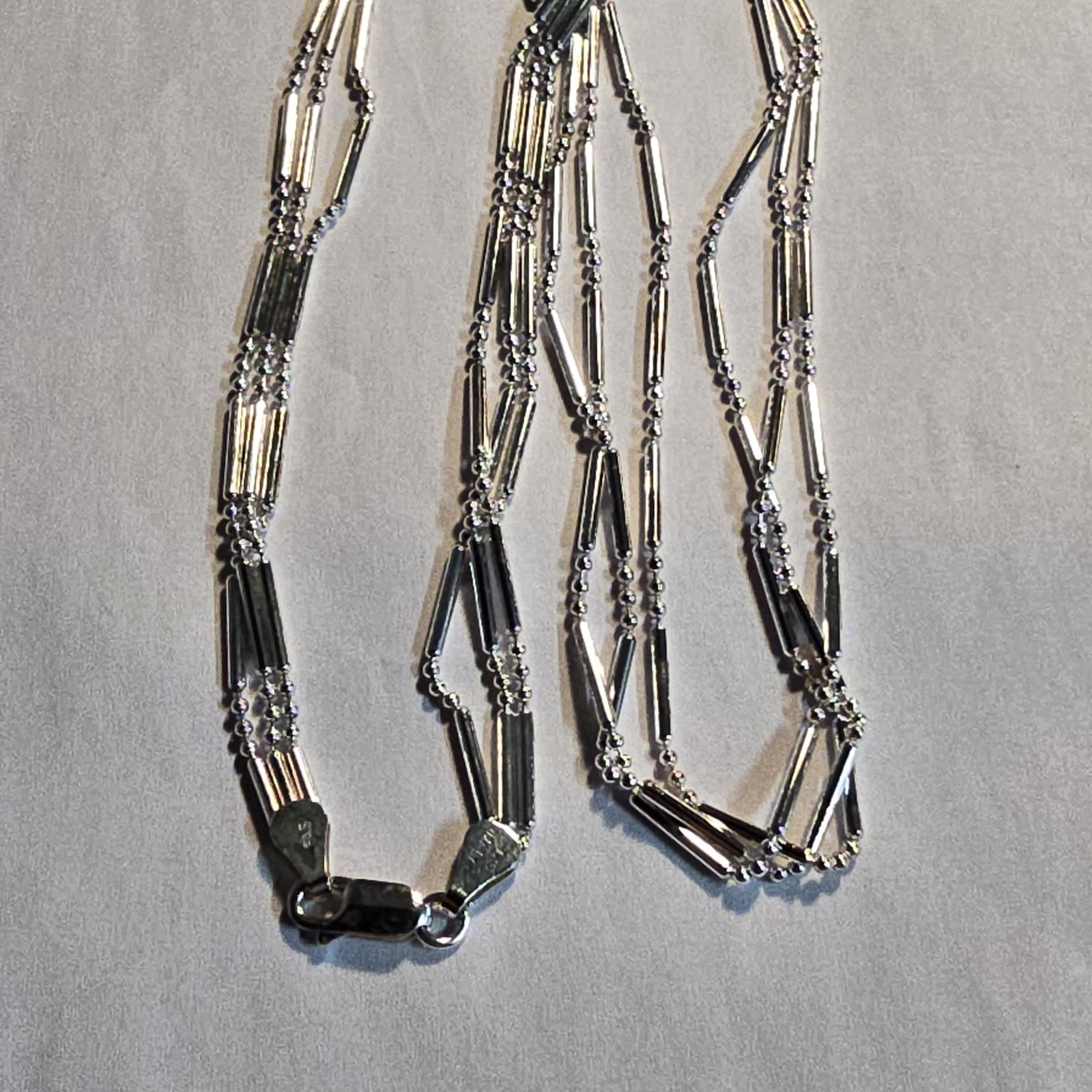 Sterling Silver Multiple Strand Dot Dash Necklace 18in Long FAS 925 Italian