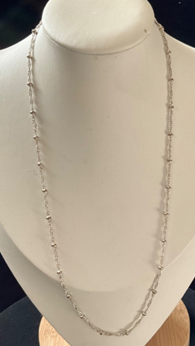 Fas Italy 925 Sterling Silver Bead Ball Twisted Chain Link Necklace 18”