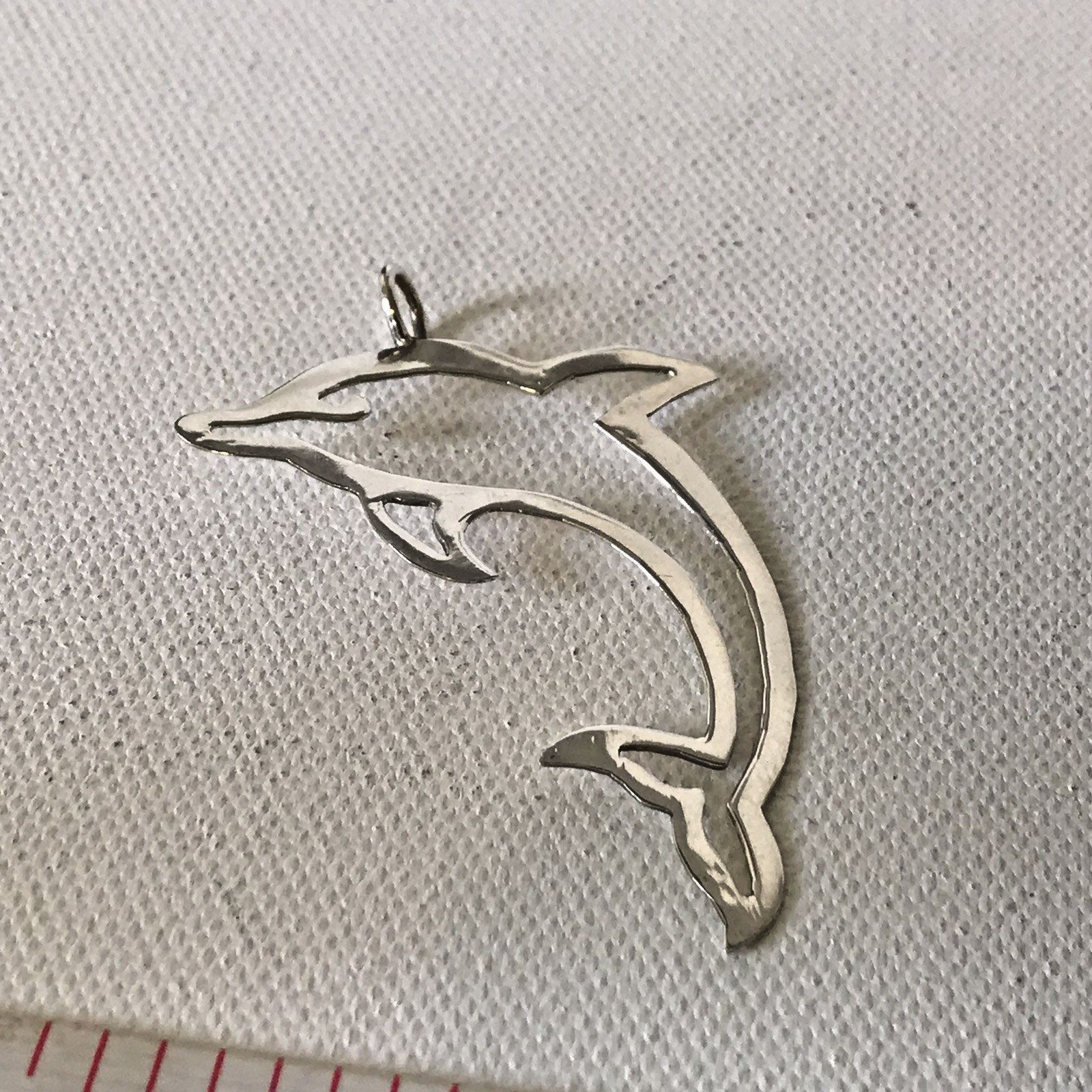.925 Sterling Silver Dolphins Cutout Pendant 2grams