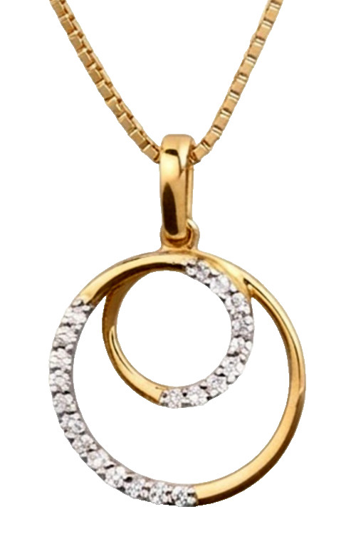 0.42ct Natural Round diamond 14k BIS Hallmarked yellow gold Wedding Pendant
