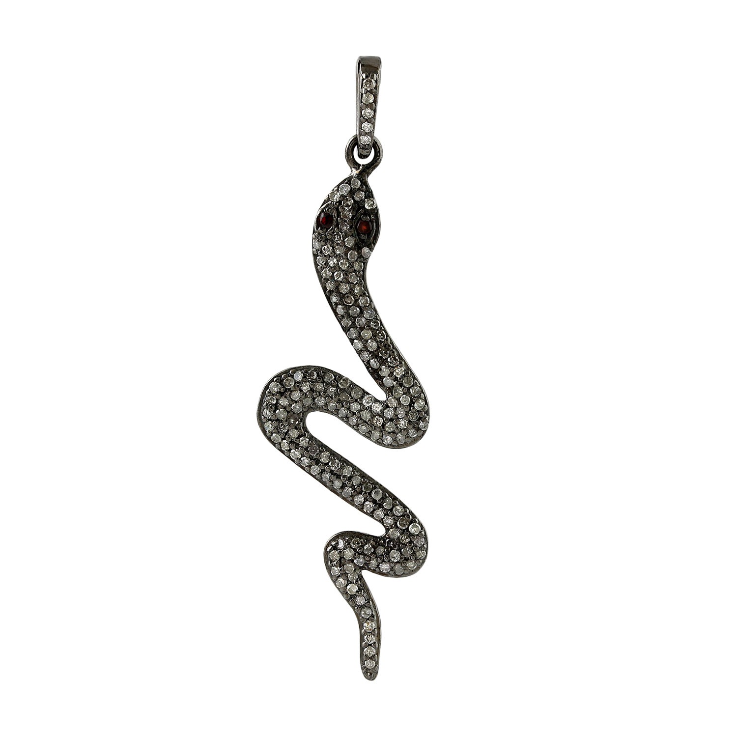 Snake Pendant For Womens 925 Sterling Silver Natural Diamond Ruby Jewelry