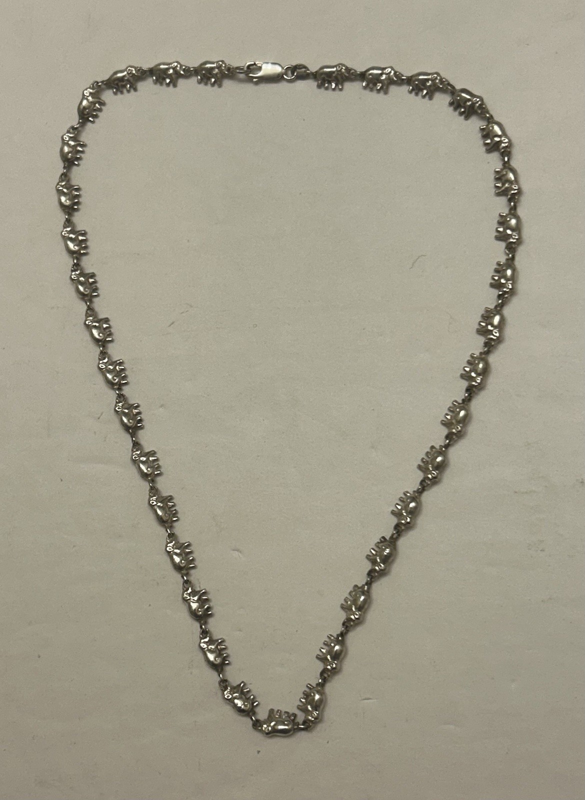 925 Sterling Continuous Pattern Elephants 18” Necklace, 35.5g