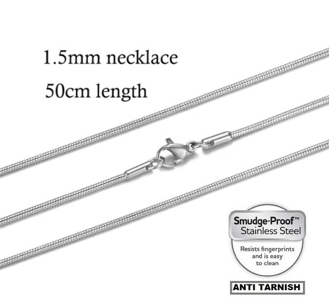 Stainless Steel Chain Round Snake Anti Tarnish Never Fade 1.5mm Hypoallergic 20″