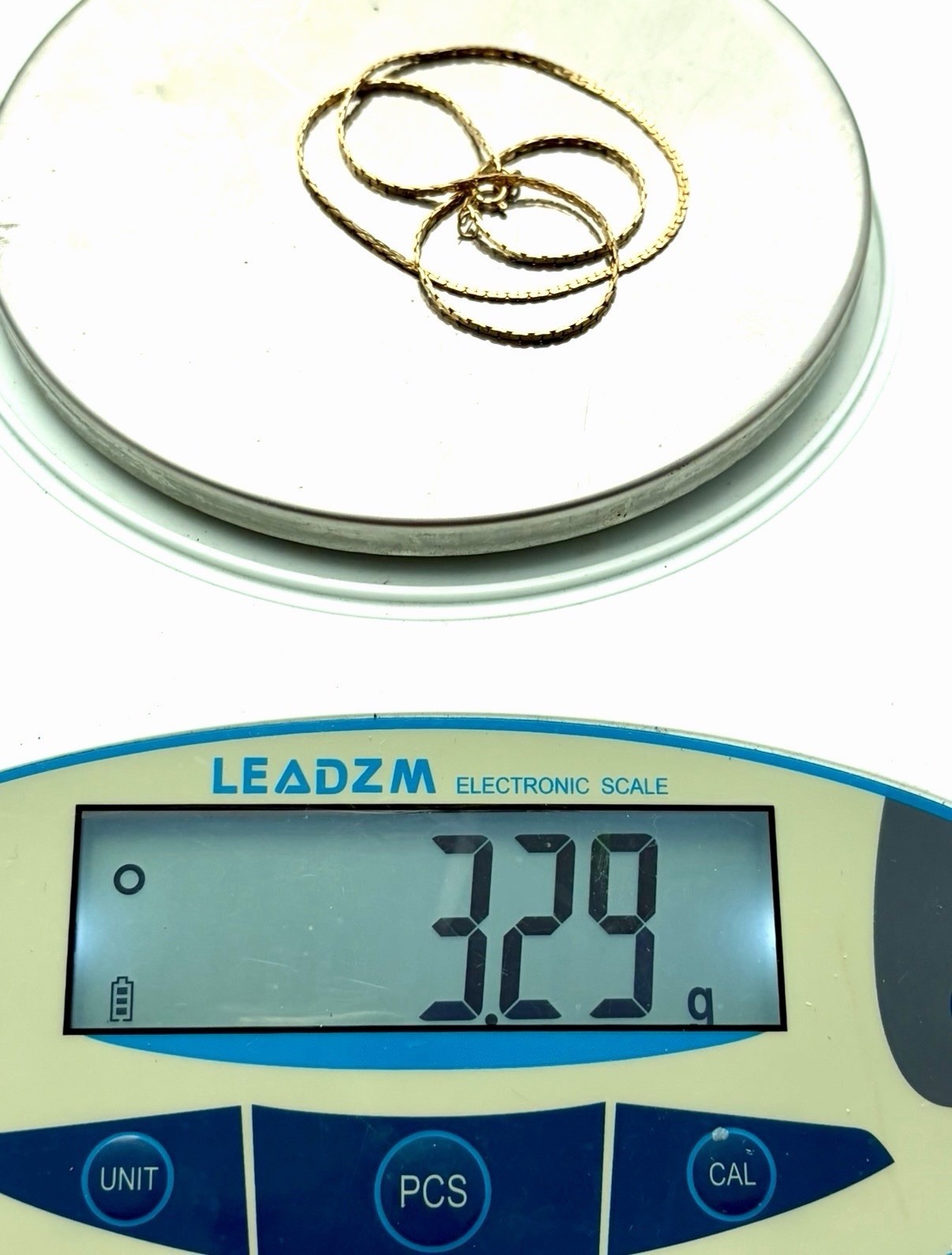 12K Yellow Gold Filled Chain Necklace 3.2g Flat Box Curb Dense Texture 16”