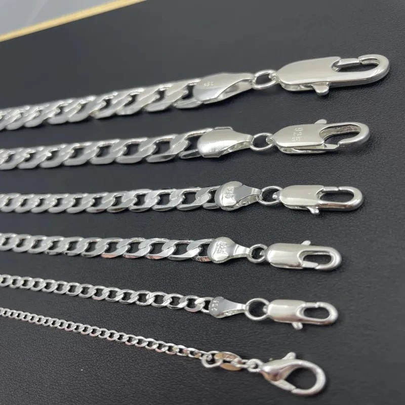 925 Sterling Silver Chain Necklace Men Women 2-12mm Thick Lobster Clasp