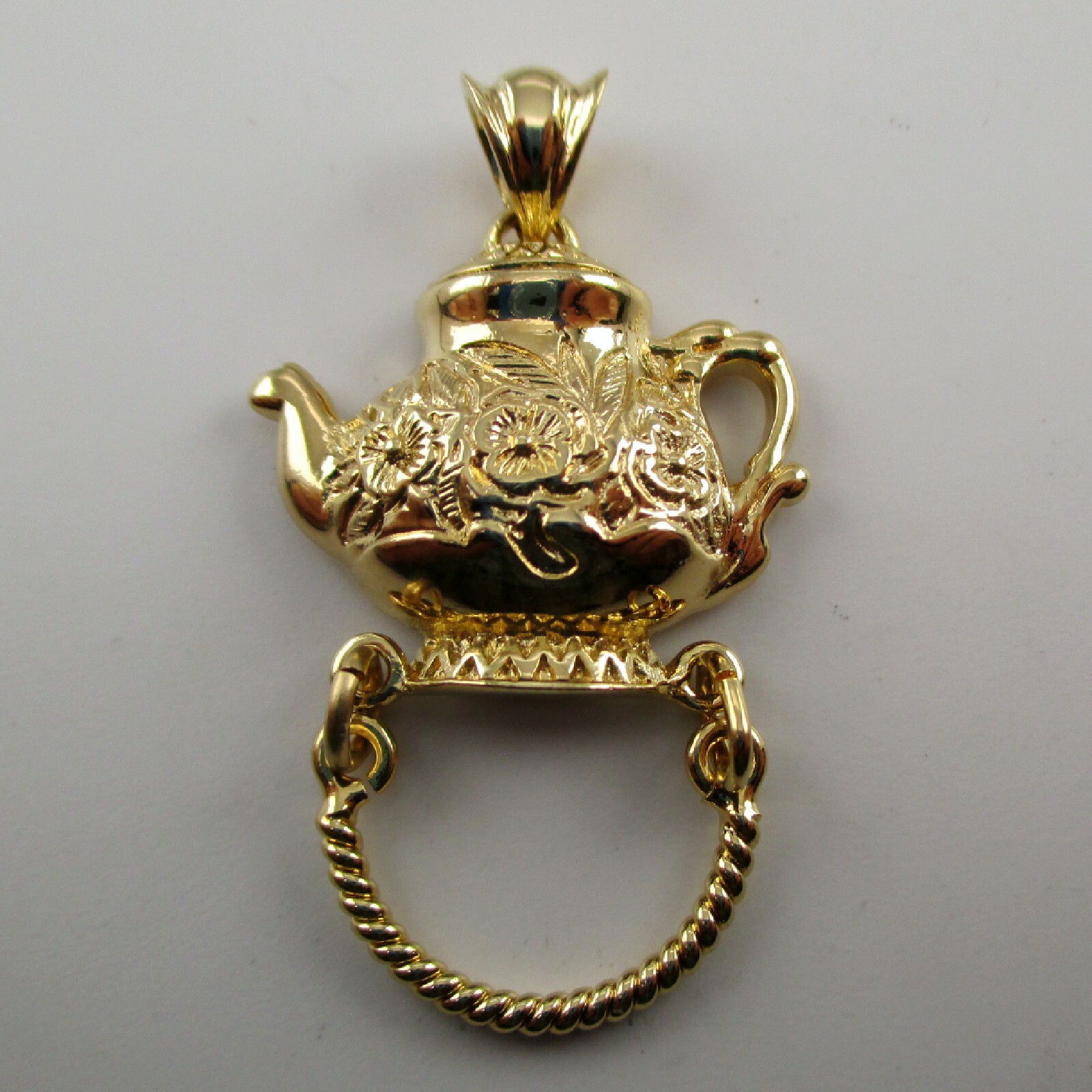Sterling Silver TEAPOT Gold Vermeil CHARM HOLDER Necklace Pendant TEA LOVER GIFT