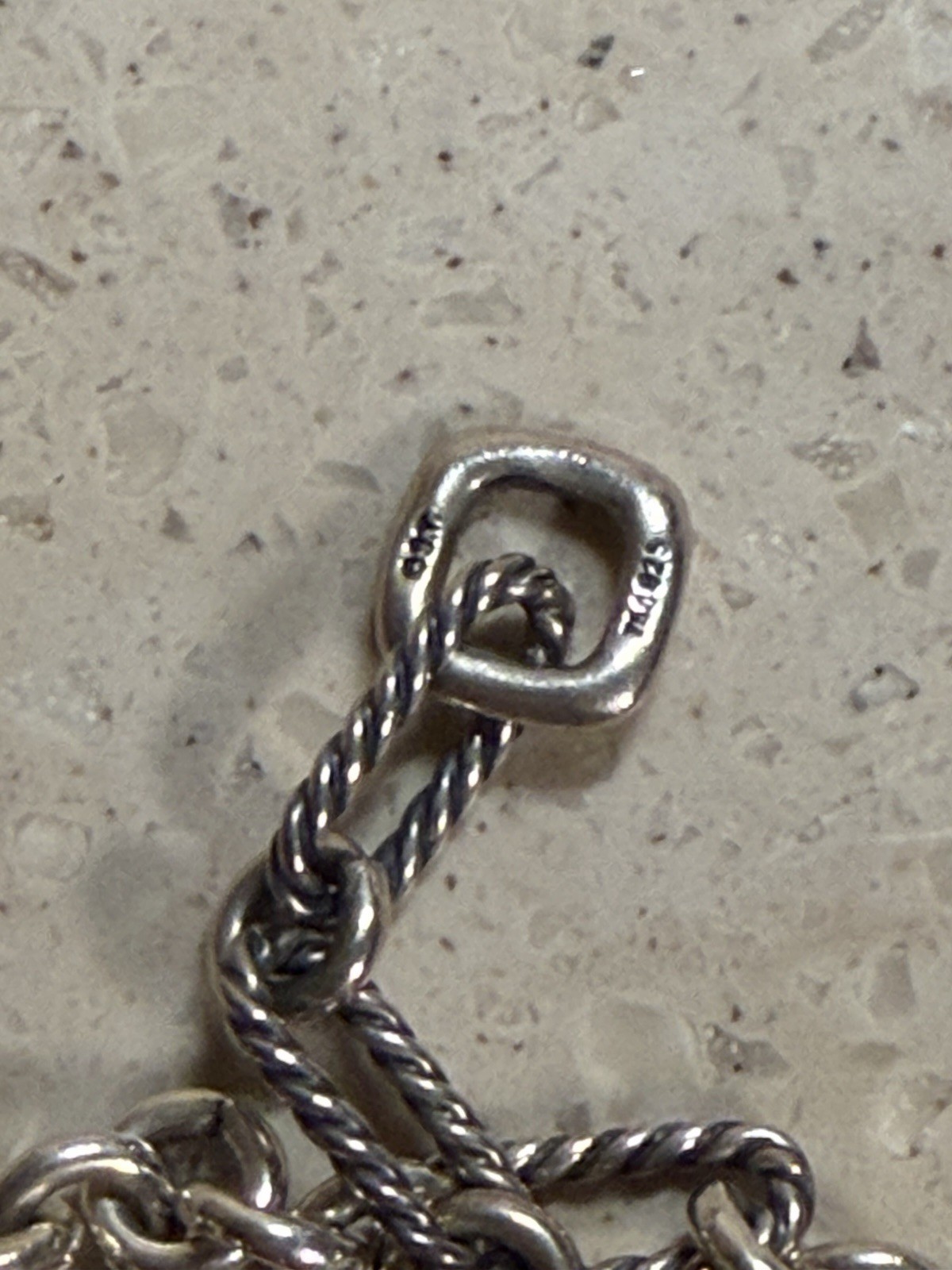 David Yurman 925 Sterling Silver Carnelian Station 33in Figaro Toggle Necklace