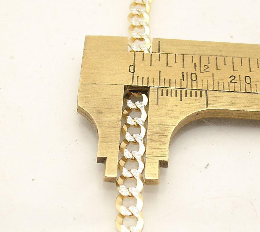 4.8mm Solid Miami Cuban Curb Link Pave Chain Necklace Real 14K Yellow White Gold