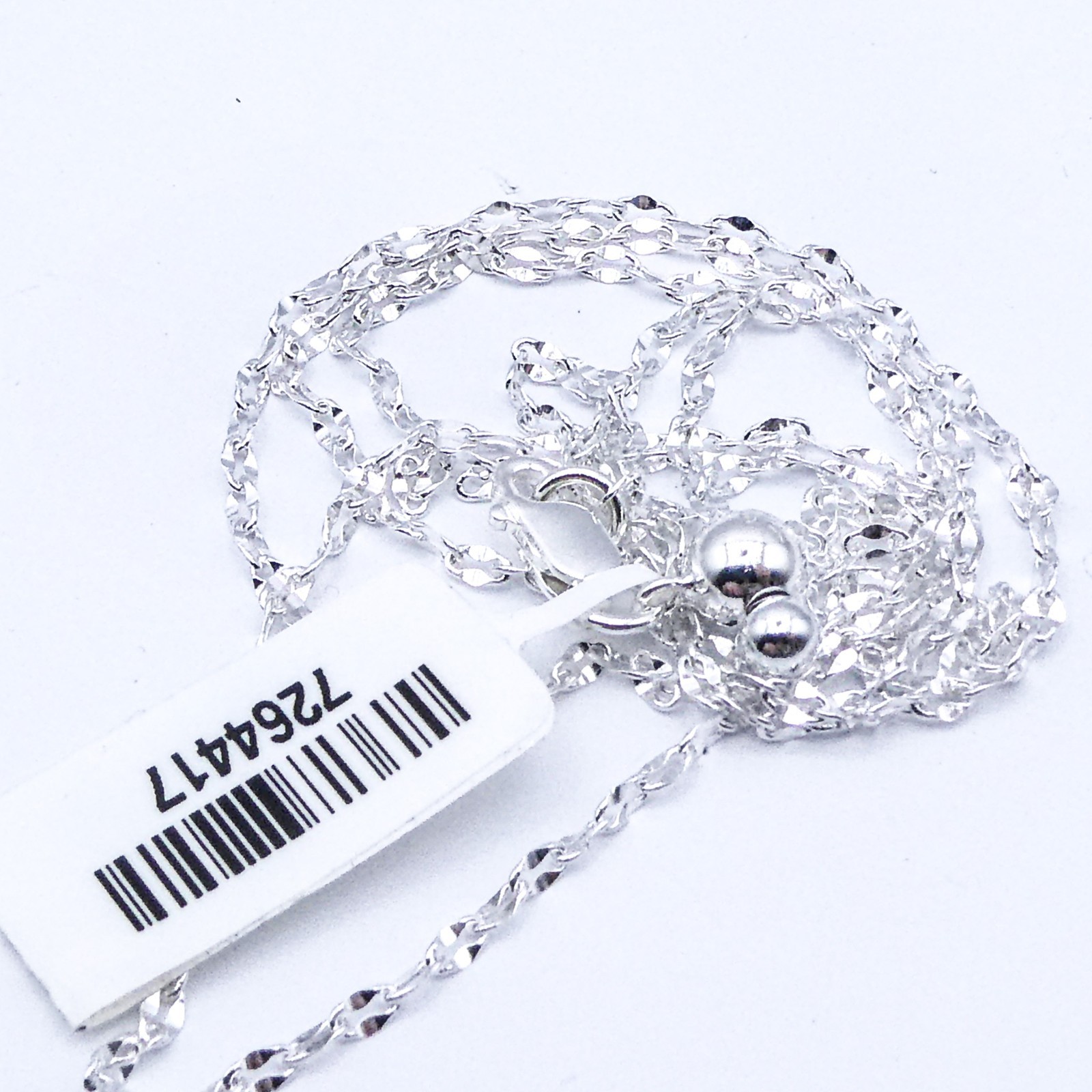 New Sterling Silver Italy Flat Link Adjustable Chain Necklace 23″ Stackable