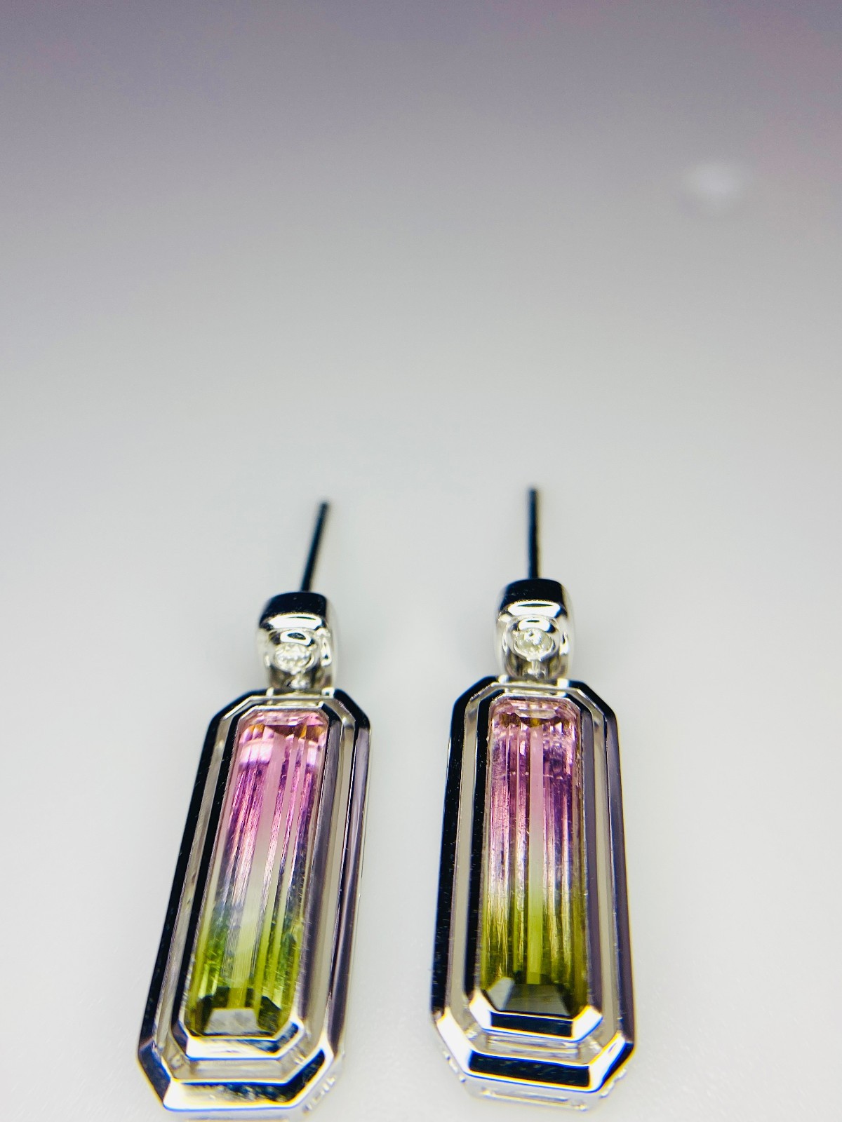 14K White Gold IGI Certified Tourmaline & Diamond Earrings Natural Gemstone
