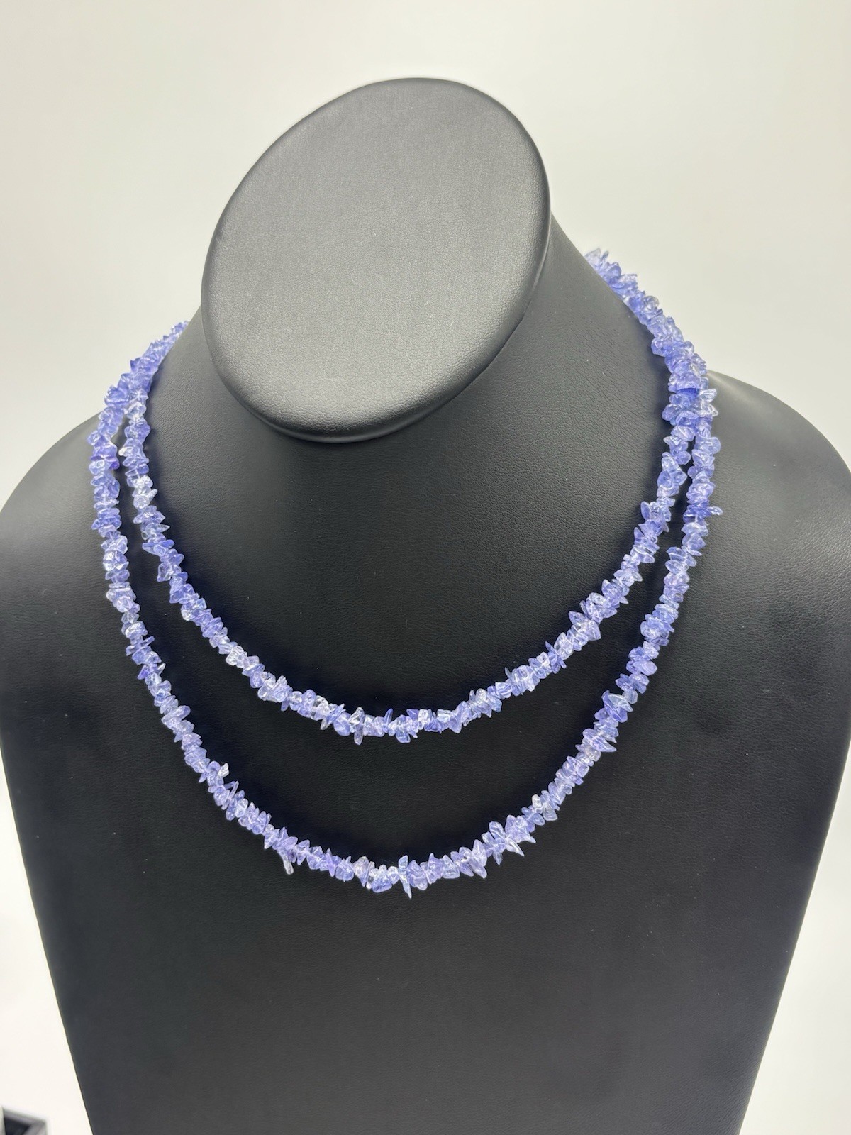 Tanzanite Chip Beaded Necklace Dainty Fashion Jewelry 35” Purple