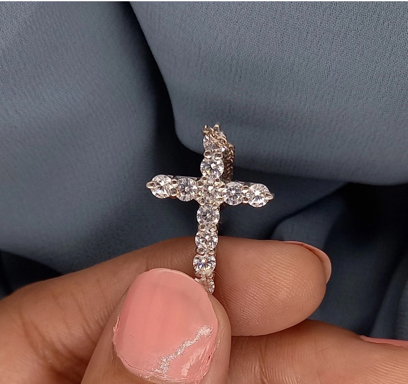 2CT Round Brilliant Cut Lab Created Diamond Cross Pendant Solid 14K White Gold