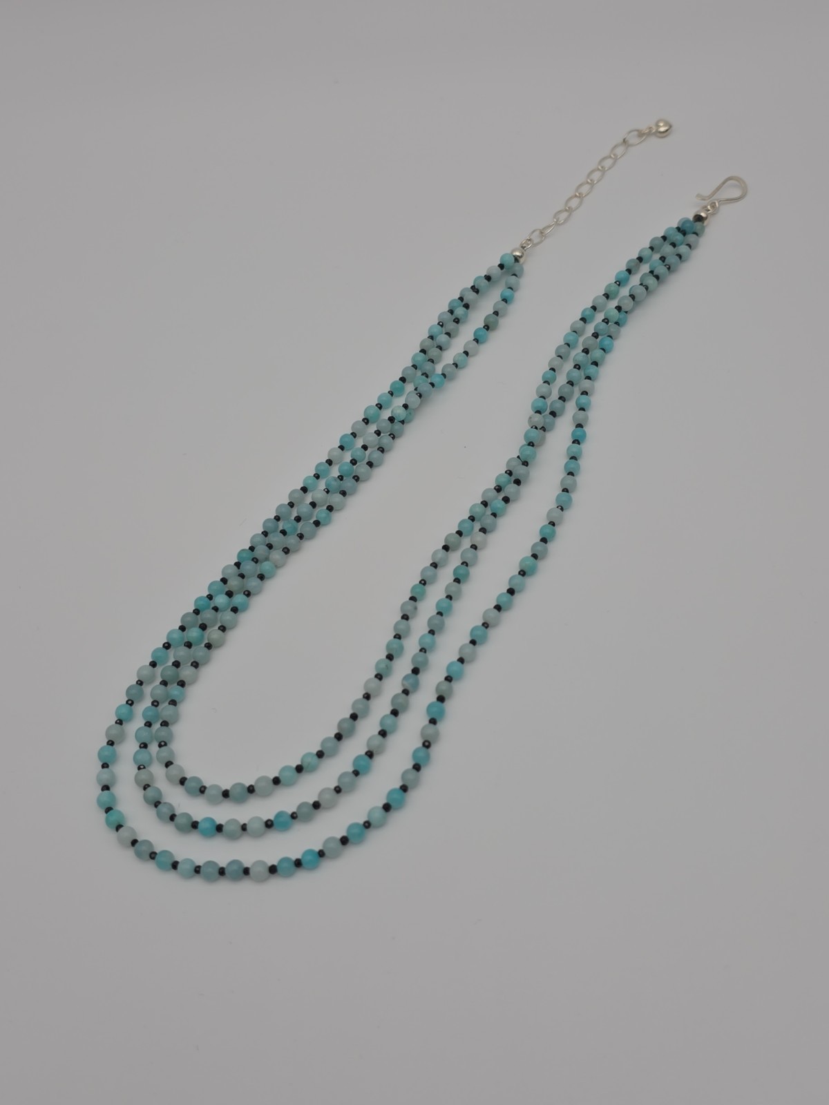 Jay King, DTR mine finds, 3 strand Amazonite necklace 925 Sterling