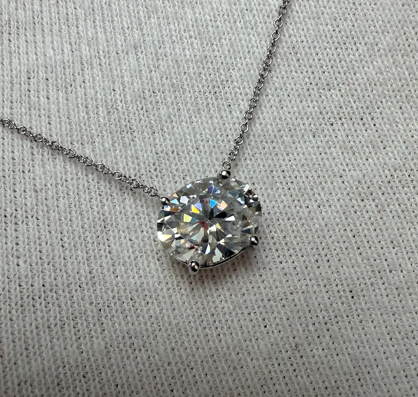 IGI Oval-Cut 6.00Ct EF/VS1 Lab Grown Diamond Necklace& Pendant 14k White Gold