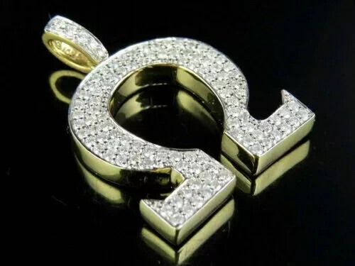 1 Ct Lab Created Diamond Greek Omega Sign Pendant Charm 14K Yellow Gold Plated