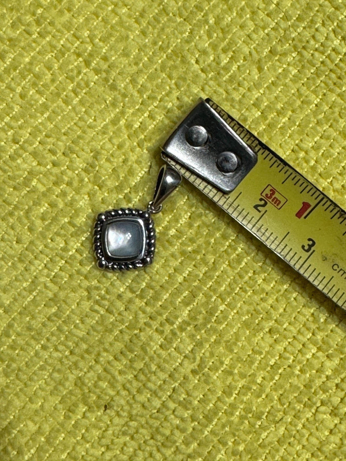 Sterling Silver Square Unknown Center Stone Charm w/free ship