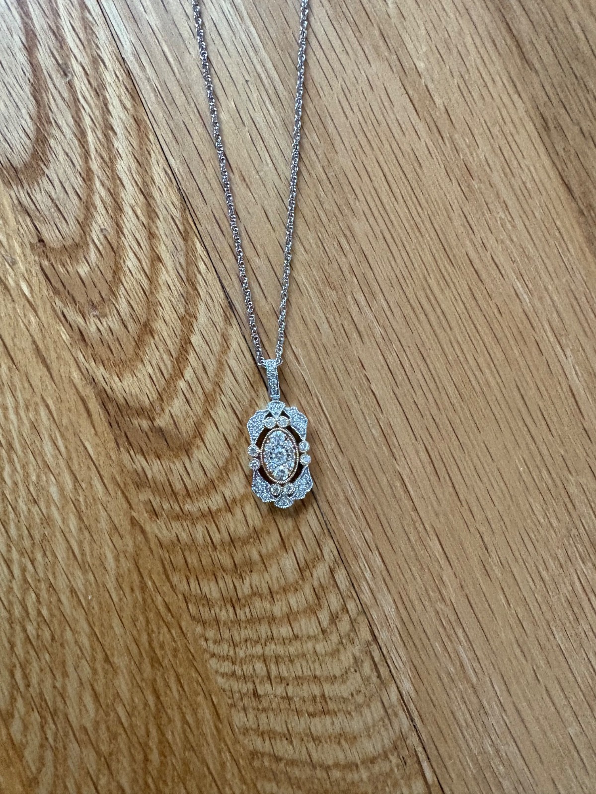 14k YELLOW & WHITE GOLD NECKLACE .50 diamond weight 18″ chain