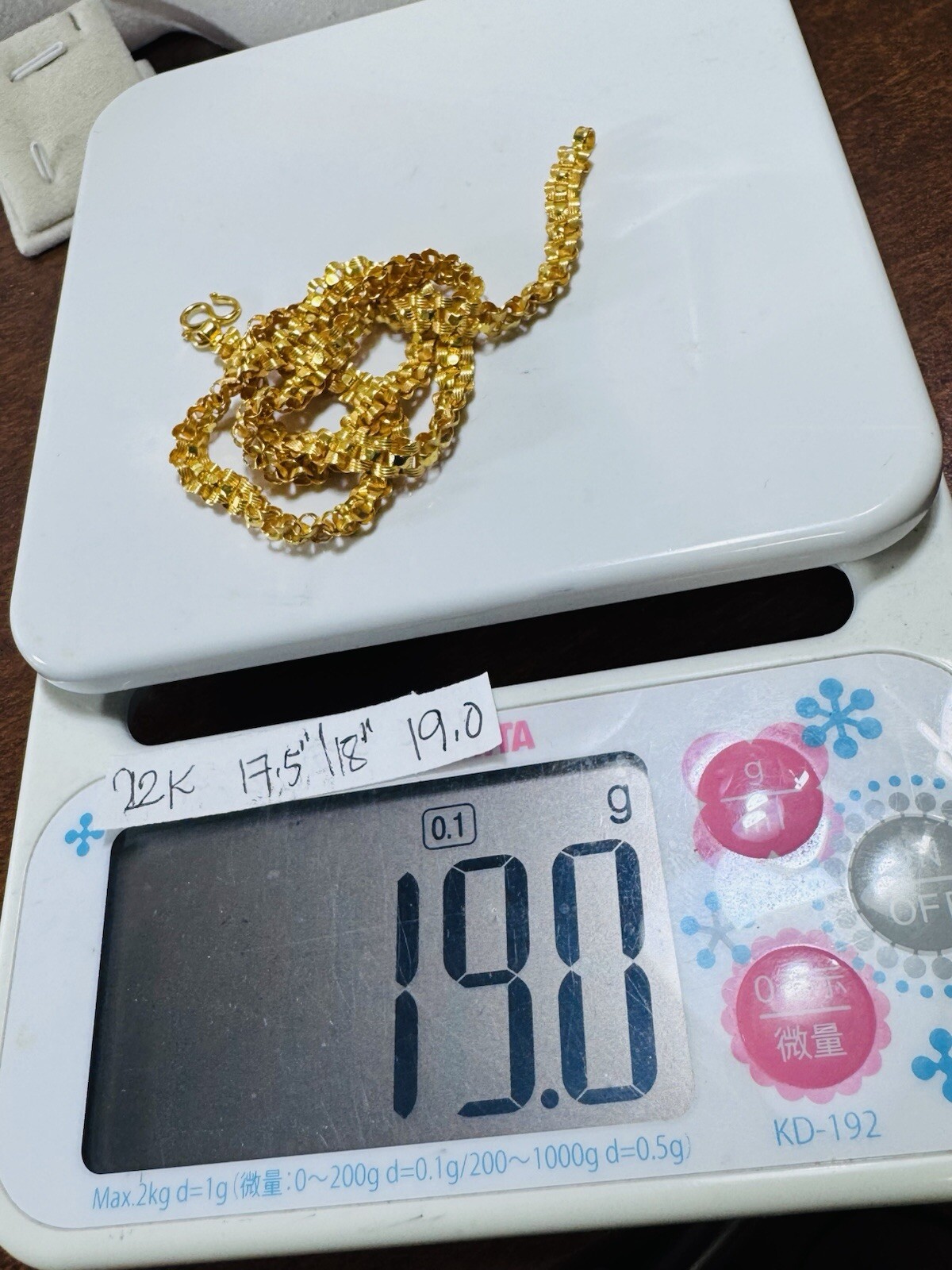 22K 916 22C Fine Real Dubai Gold 17.5”/18 inches Necklace 19g 6mm