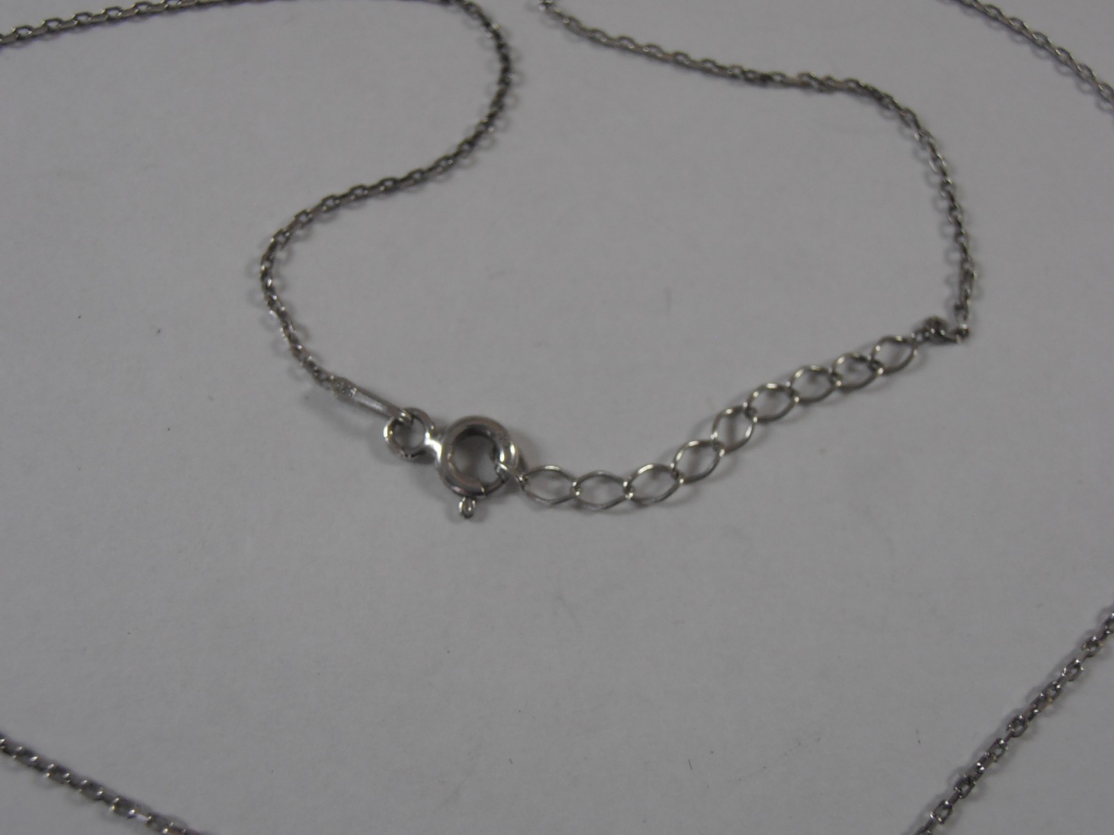 Sterling Silver Fine Choker Wishbone Pendant Necklace Clear Rhinestones 16”