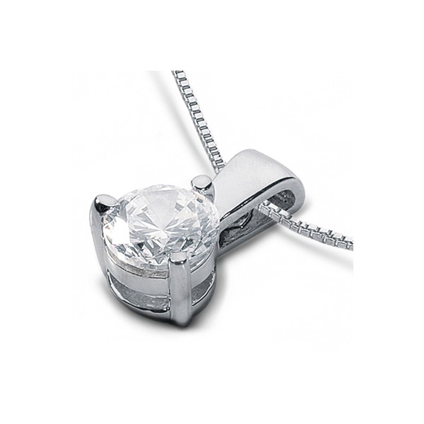 0.43ct F/SI2 Round Natural Diamond White Gold Classic Solitaire Pendant