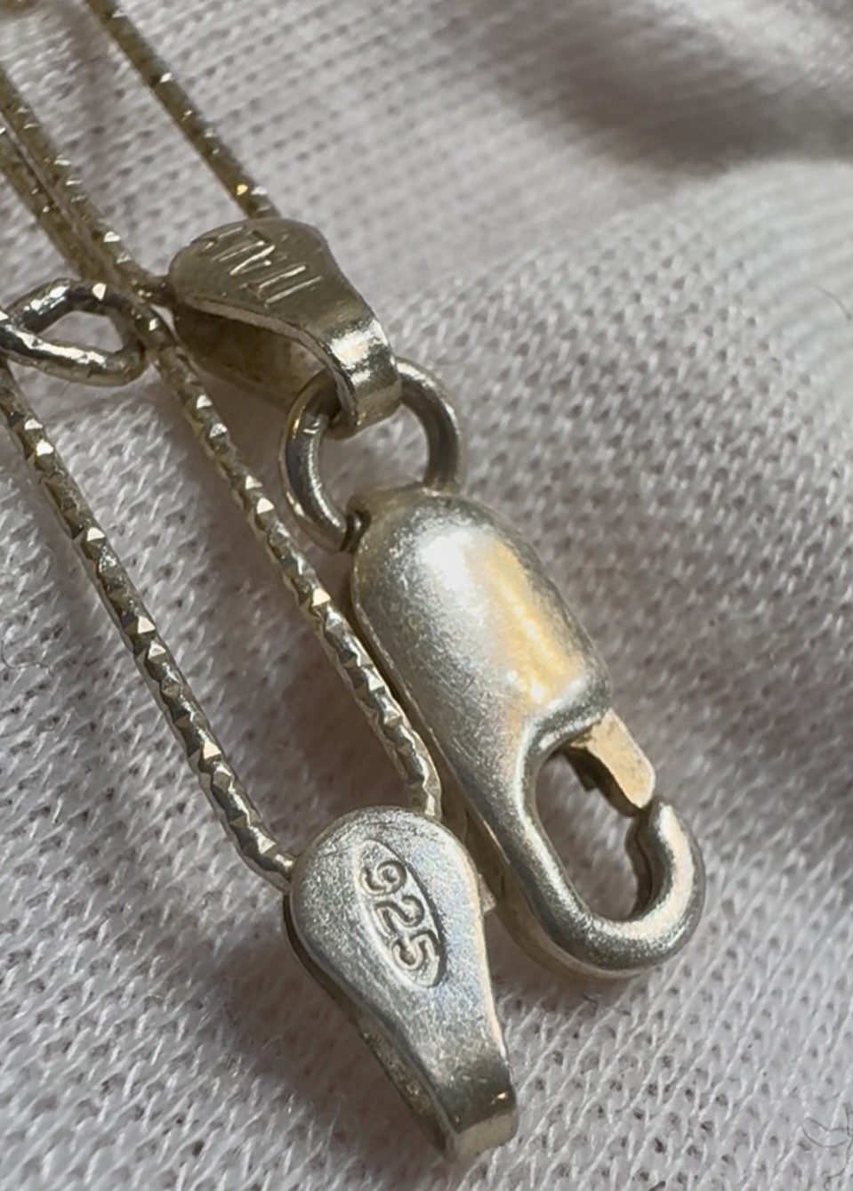 Sterling Silver Etched Paperclip Dolphin Necklace with Lapis Crystal Point Italy