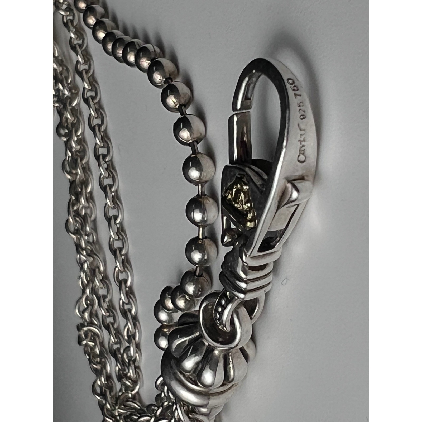VTG LAGOS Caviar 925 SS 18K Multistrand 27.5″ 58g Necklace