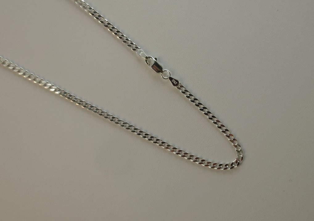 3mm Sterling Silver Curb Chain. 16,18,20,22,24,30 inches Pure .925 Italian Chain